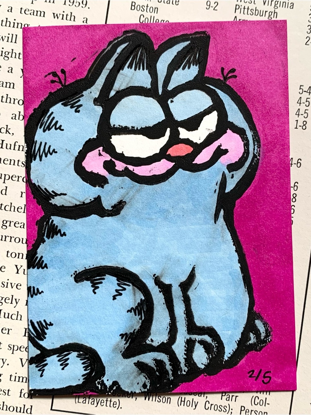 Garfield Comic Linocut Block Print Pop Art Card ATC ACEO 2/5